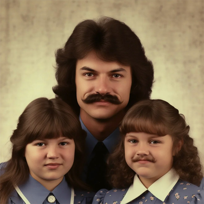 Awkward family photo, generated by AI.