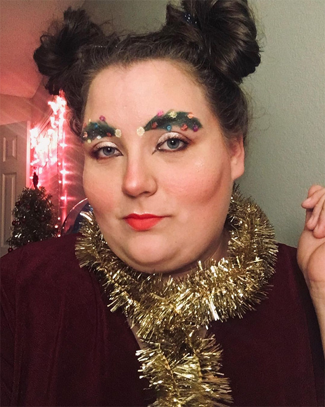 Christmas tree eyebrows.