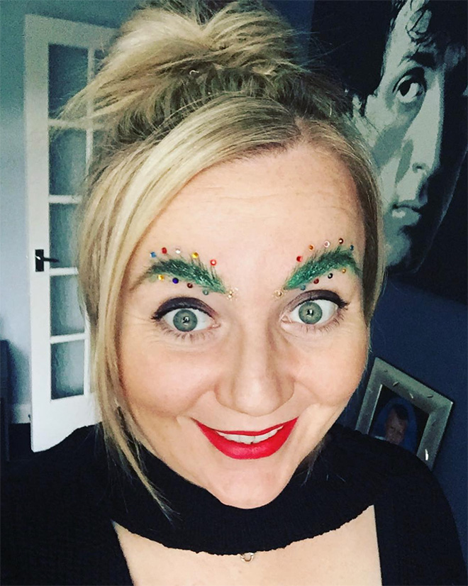 Christmas tree eyebrows.