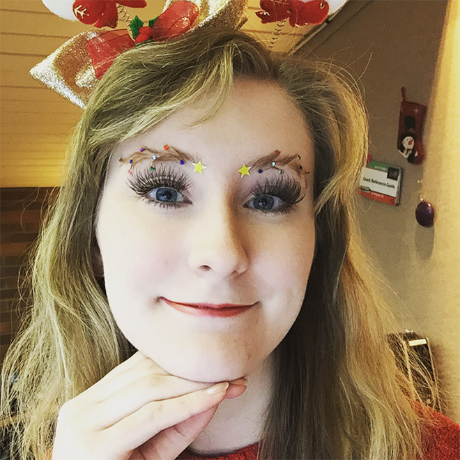 Christmas tree eyebrows.