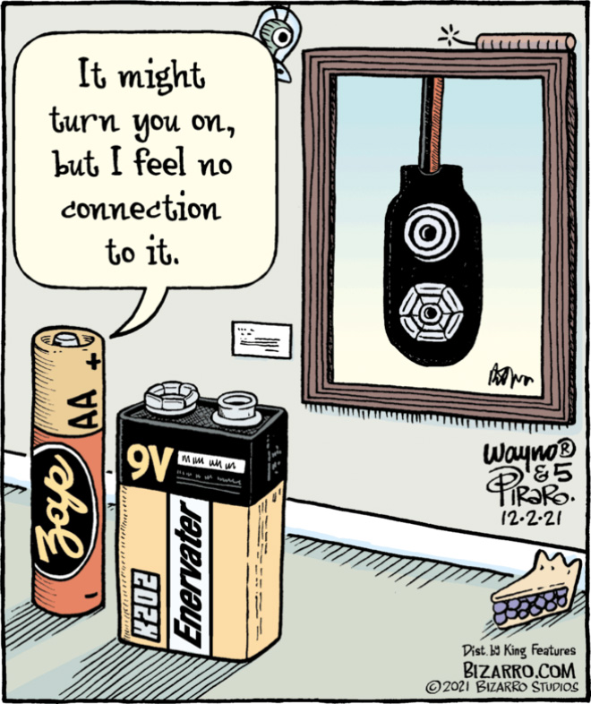 Funny cartoon by Bizarro.