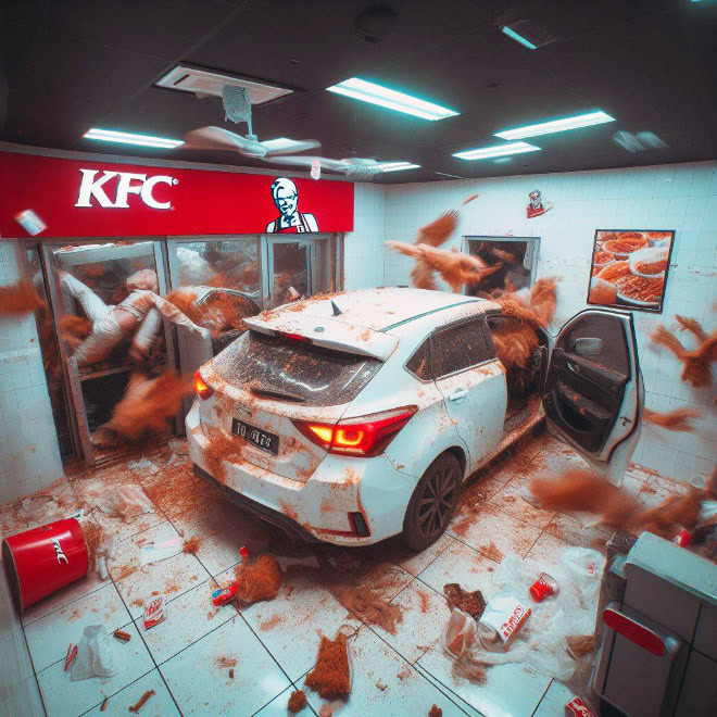 Typical night at KFC, according to AI.