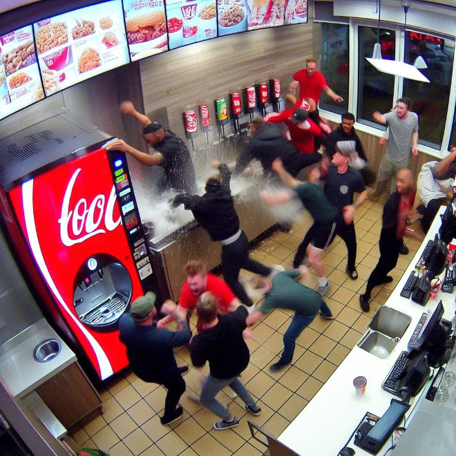 Typical night at KFC, according to AI.