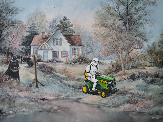 Funny repainting over old thrift store painting.