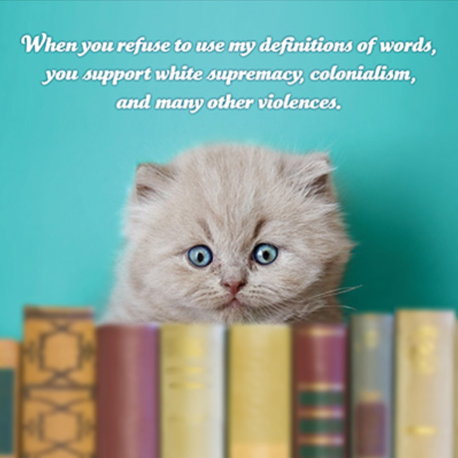 Social justice kitten has something to say to you.